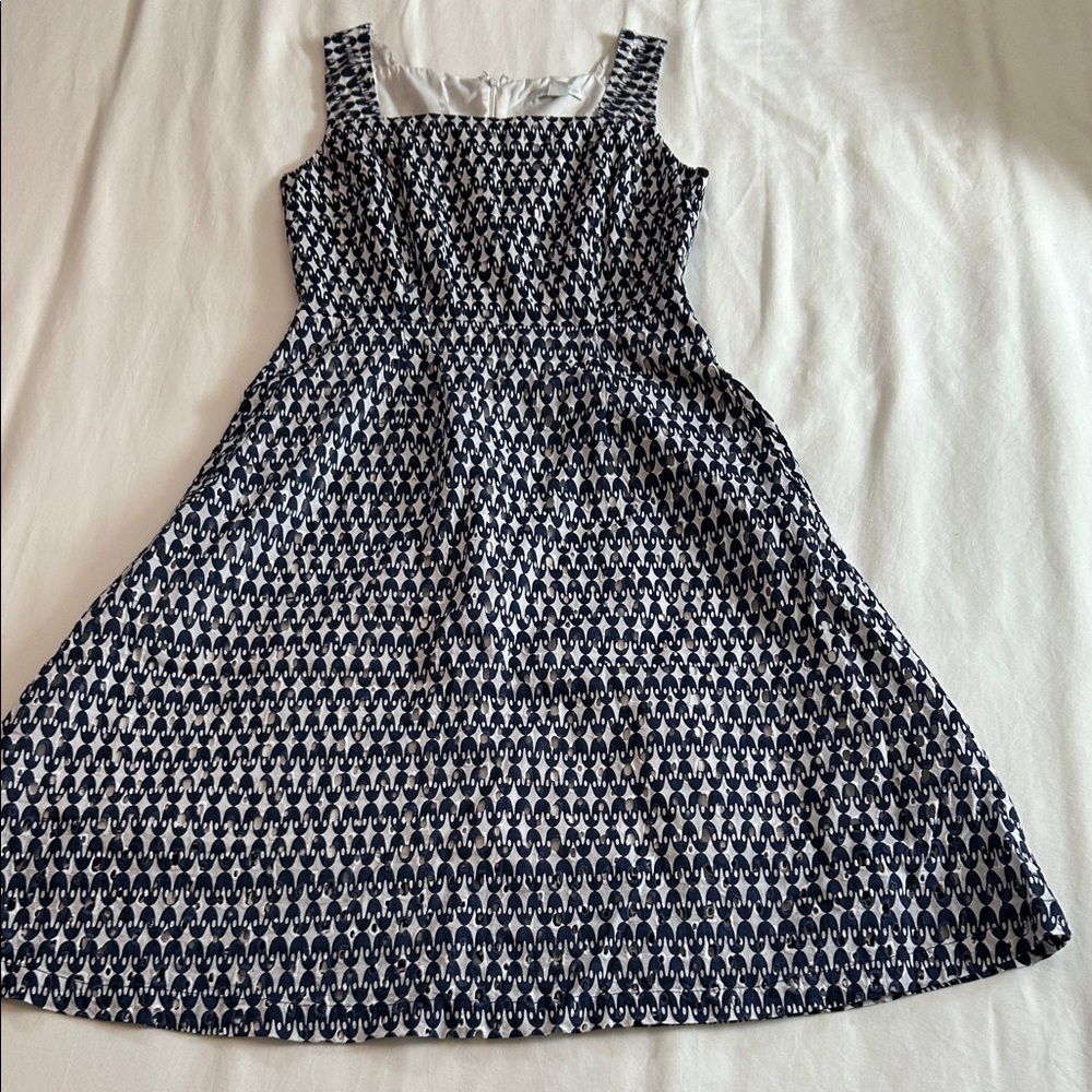 New York & Company Navy and White Midi Dress